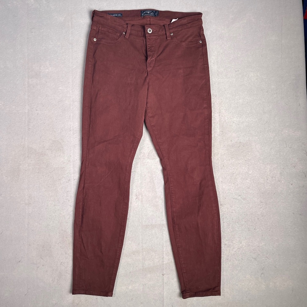 Lucky Brand Brooks Legging Jeans Burgundy Red Denim Comfort Stretch 10/30‎